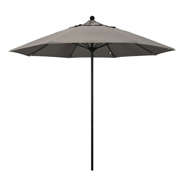 California Umbrella 9' Black Aluminum Market Patio Umbrella, Pacifica Taupe 194061335956 - main